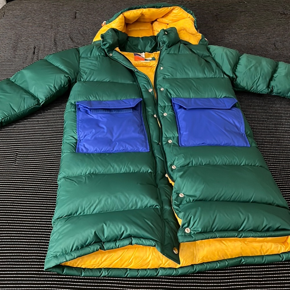 Multi-color, North face puffer coat, women’s small.